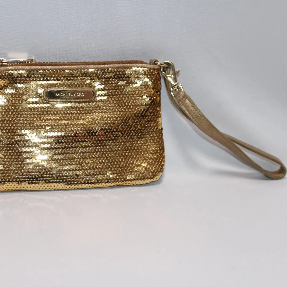 MICHAEL Michael Kors Gold Leather Sequin Mini Handbag/Wristlet